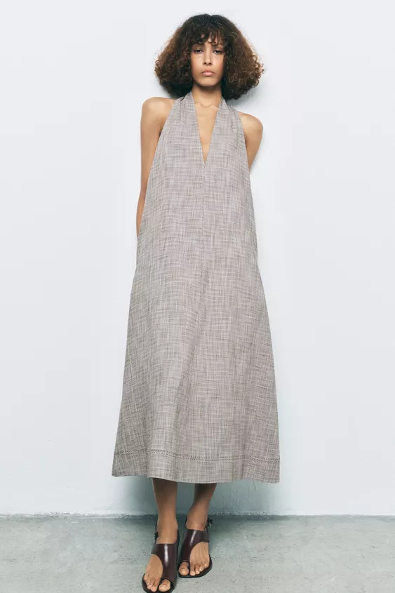 ZW COLLECTION HALTER MIDI DRESS | Zara US