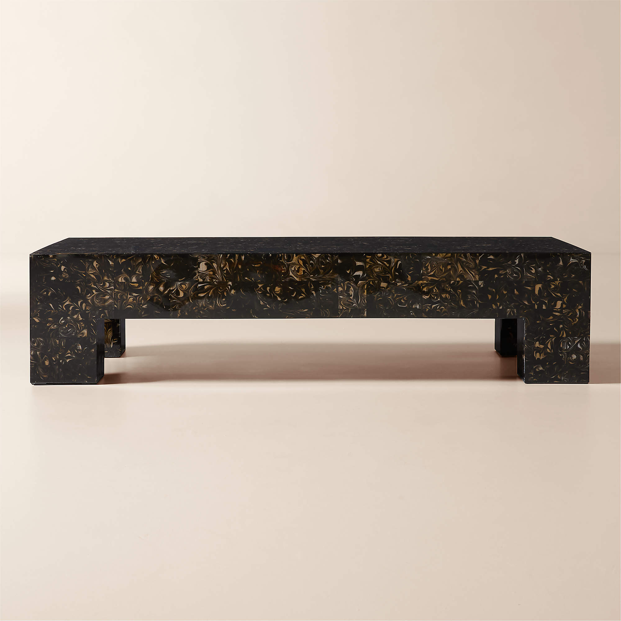 Scatola 60" Rectangle Brown Tiled Resin Coffee Table + Reviews | CB2 | CB2