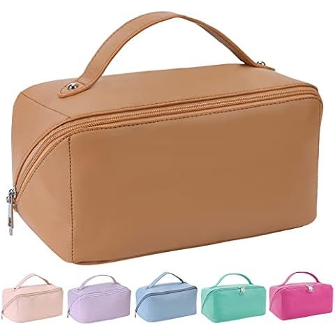 EACHY Travel Makeup Bag,Large Capacity Cosmetic Bags for Women,Waterproof Portable Pouch Open Fla... | Amazon (US)