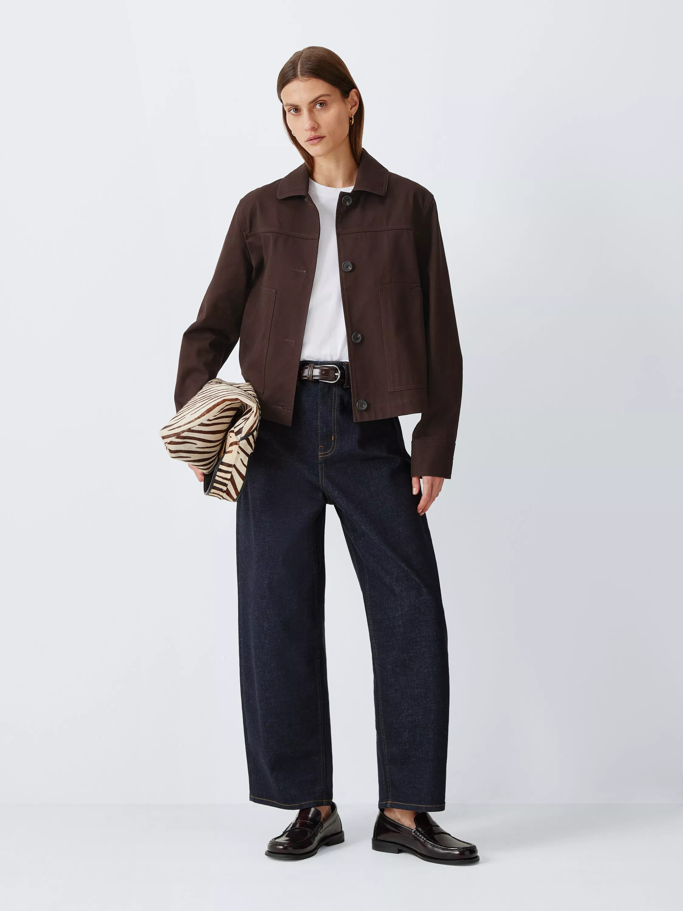 Cotton Twill Utility Jacket, Chocolate, 8 | John Lewis (UK)