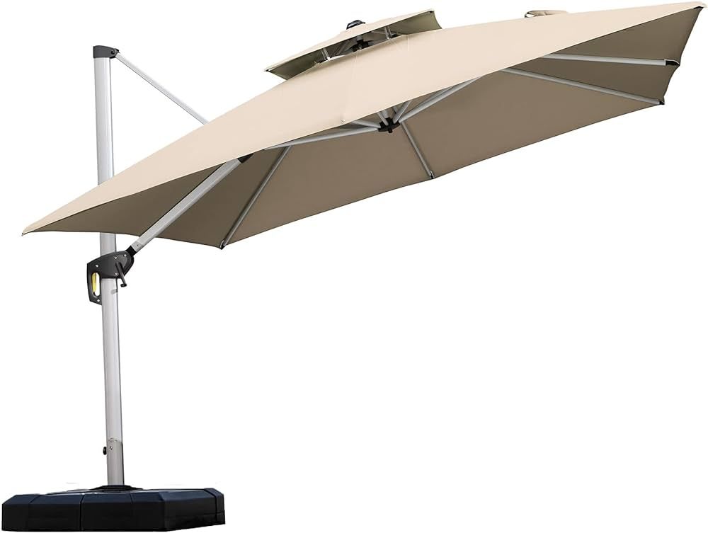 PURPLE LEAF 10ft Patio Umbrella Outdoor Square Large Cantilever Windproof Offset and Heavy Duty S... | Amazon (US)