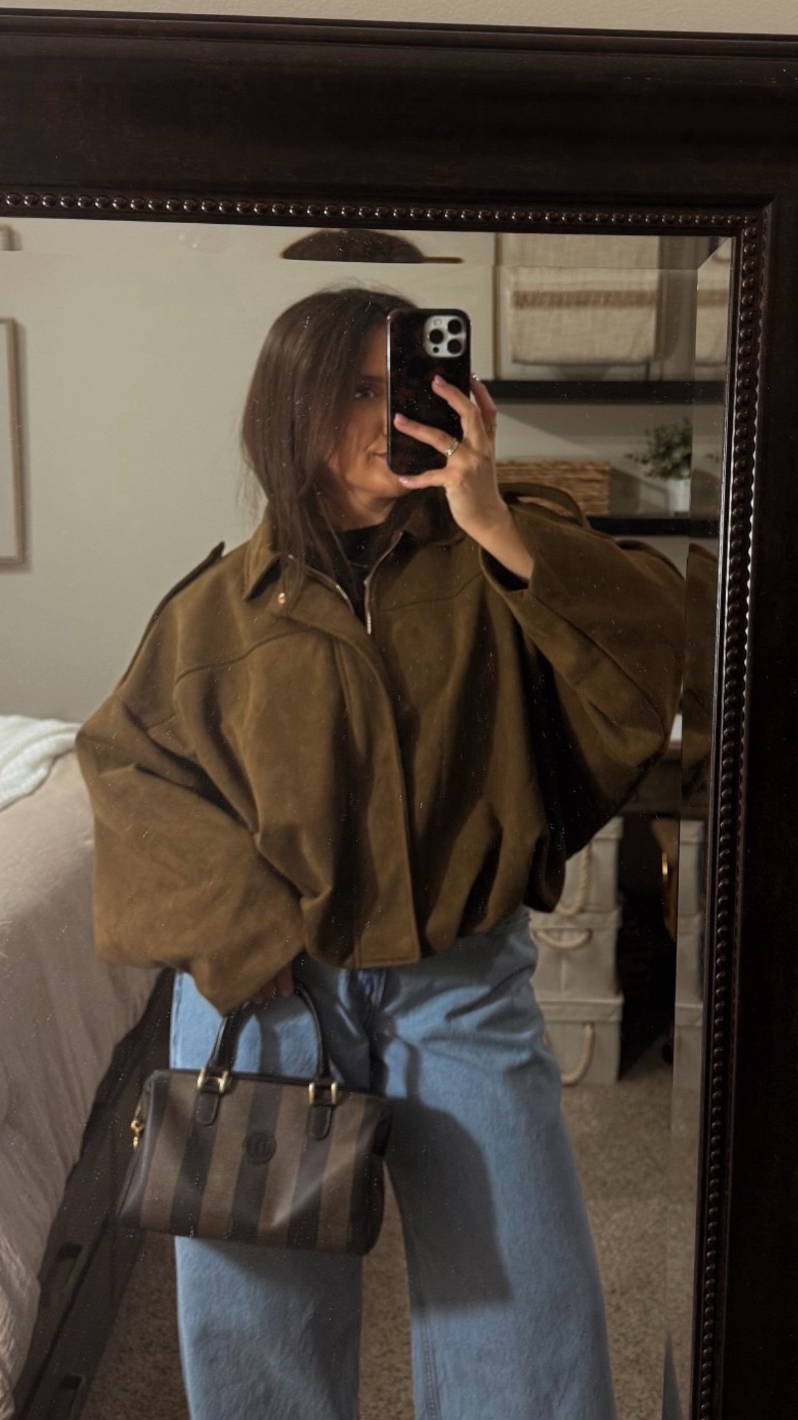 Suede jacket size M - i would size down if i repurchased 

#LTKFindsUnder100 #LTKFindsUnder50