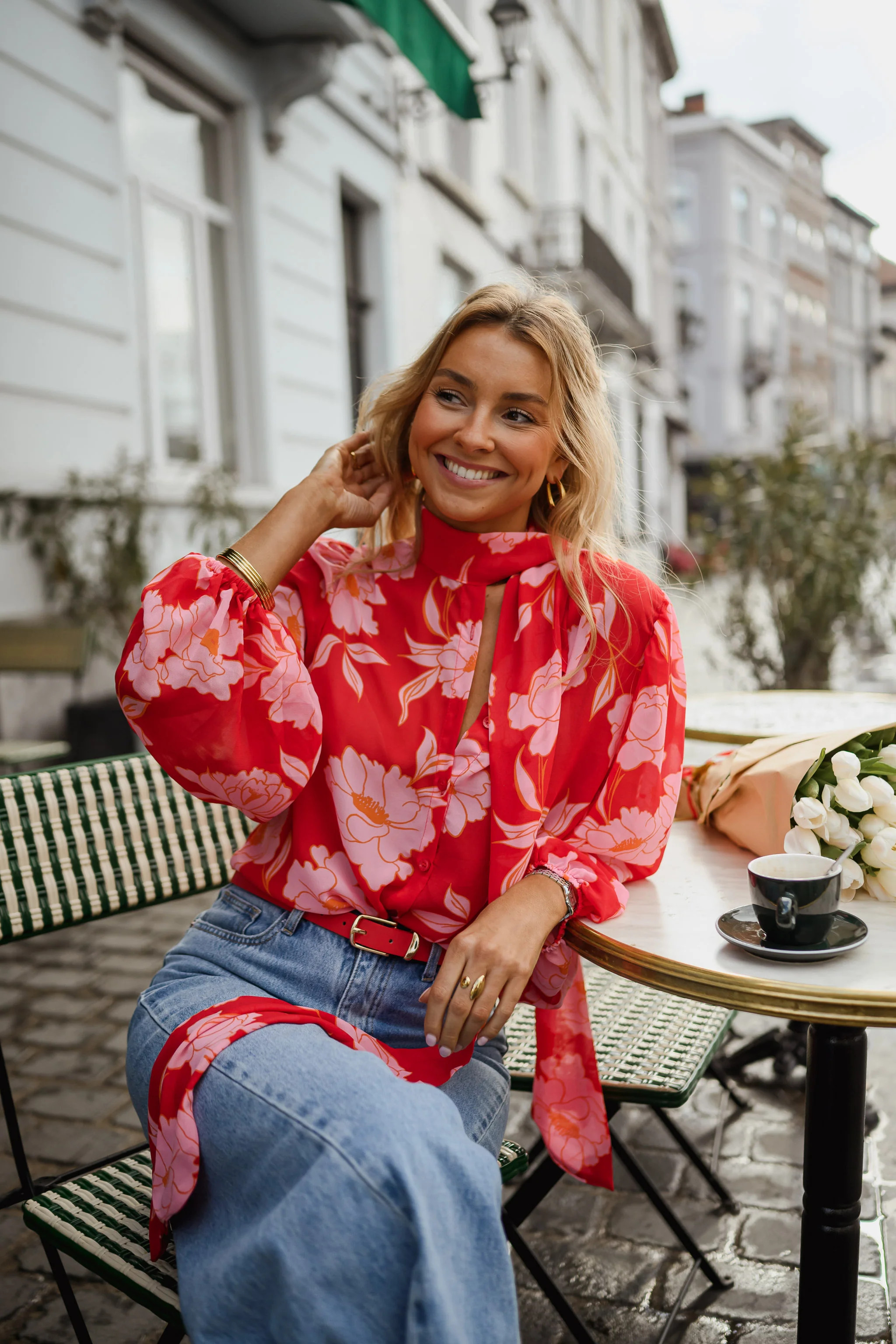Red Patterned Georgina Blouse | Easy Clothes