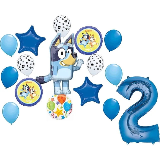 Bluey 2nd Birthday Party Supplies Balloon Bouquet Decorations | Walmart (US)