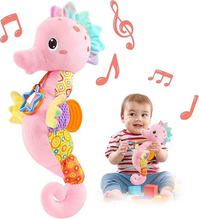 LIGHTDESIRE Baby Toys Musical Seahorse,Infant Stuffed Animal Toys with Crinkle and Rattles,Soft S... | Amazon (US)