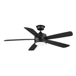 Hampton Bay Averly 52 in. Integrated LED Matte Black Ceiling Fan with Light and Remote Control wi... | The Home Depot