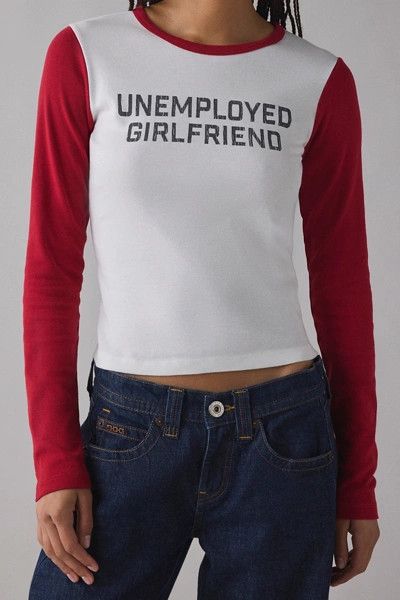 Unemployed Girlfriend Graphic Raglan Long Sleeve Baby Tee | Urban Outfitters (US and RoW)