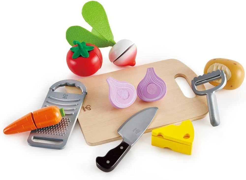 Hape Cooking Essentials Toy | Play Food Cutting Vegetables Set for Kids, Wooden Food Kitchen Acce... | Amazon (US)