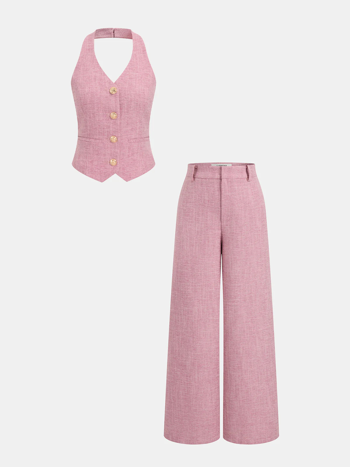 Halter Vest & Wide Leg Pants Set | Commense