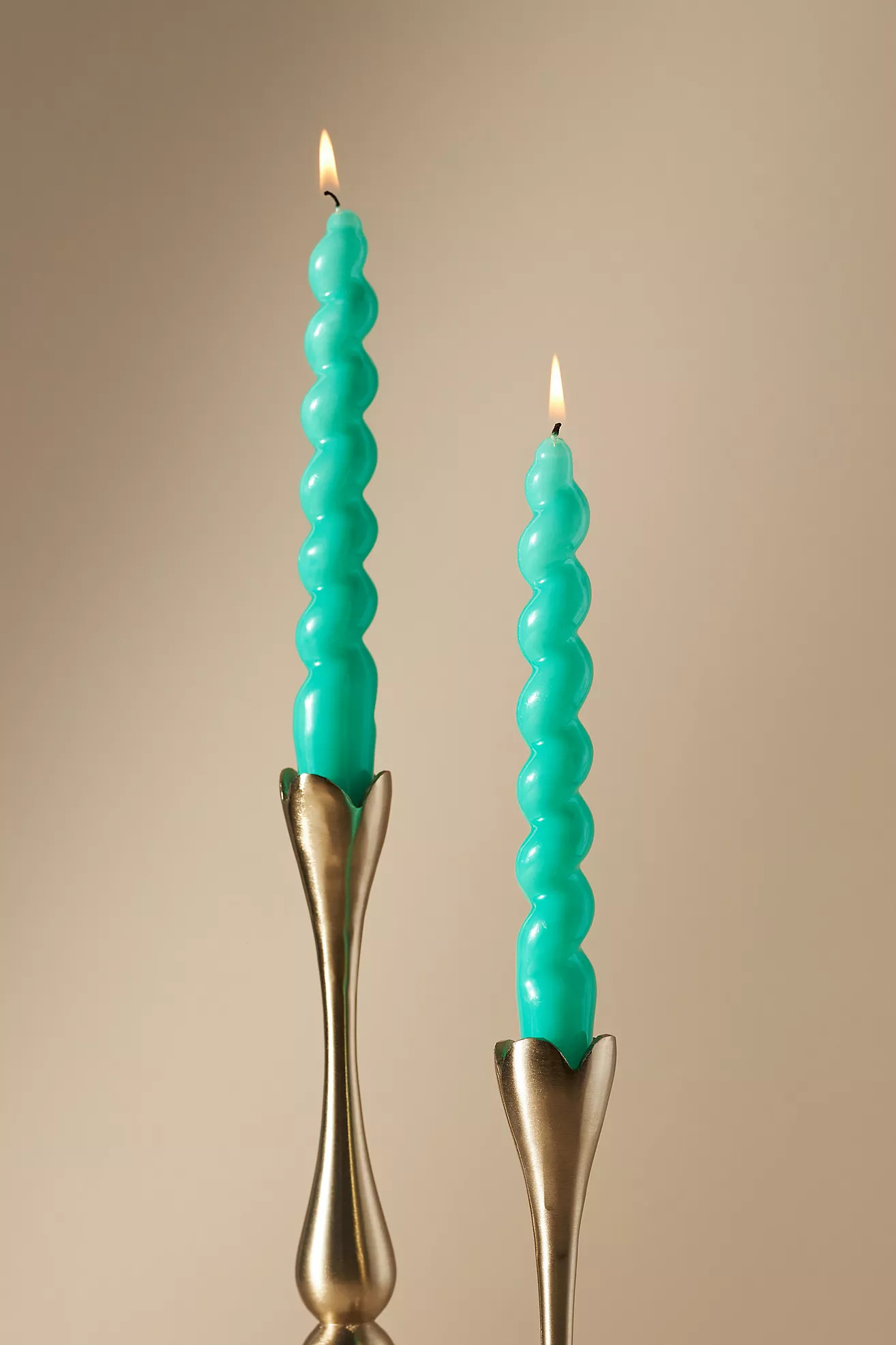 High Shine Spiral Taper Candles, Set of 2 | Anthropologie (US)