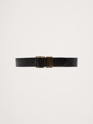 Leather Square-Buckle Waist Belt With 6 Bars | Banana Republic (US)