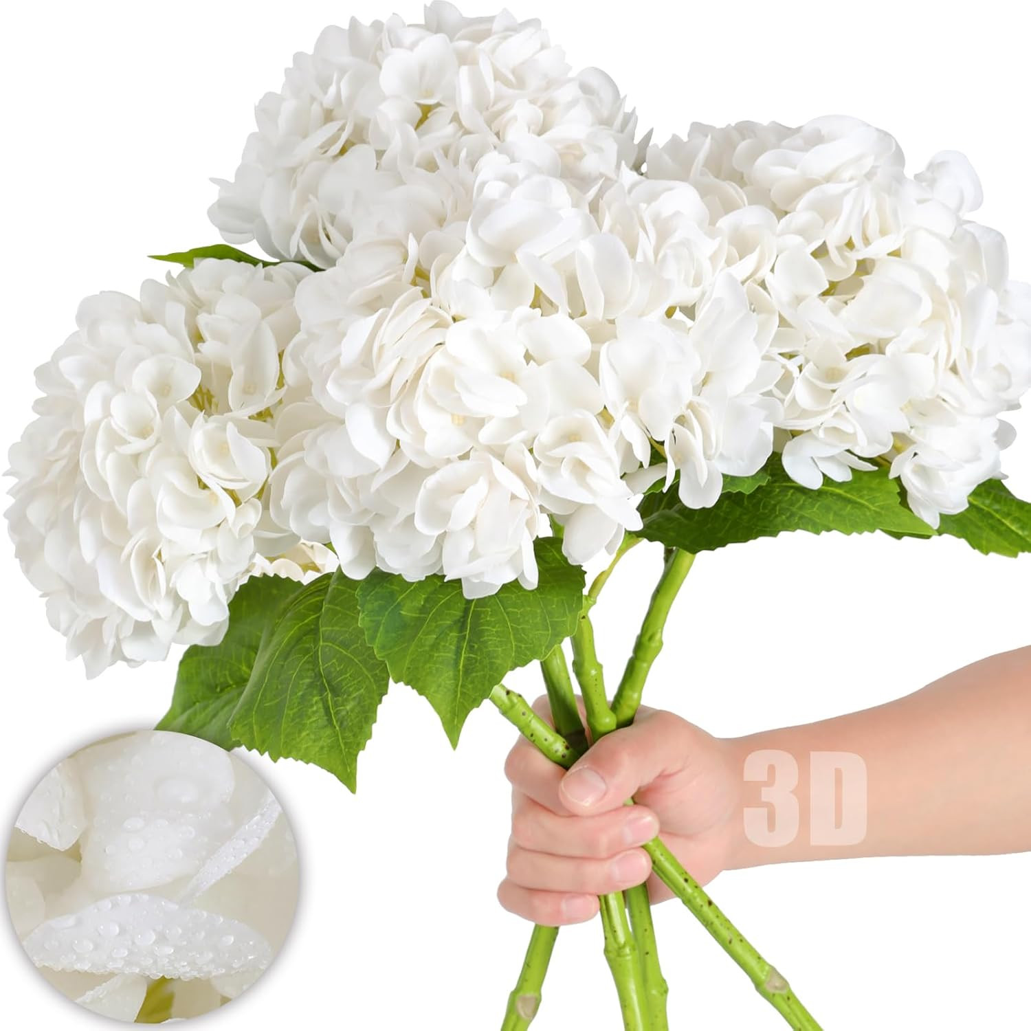 Nubry 22.44In White Hydrangea Artificial Flowers,4Pcs Latex Faux Real Touch Large Hydrangea Flowe... | Amazon (US)