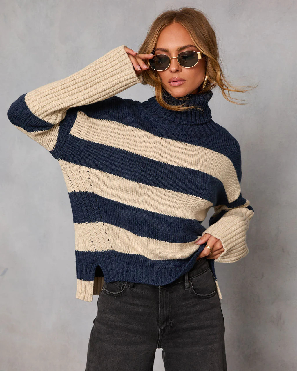 Evanora Striped Turtleneck Sweater | VICI