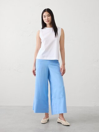 Anyday Wide-Leg High-Rise Linen-Blend Cropped Pant | Banana Republic Factory
