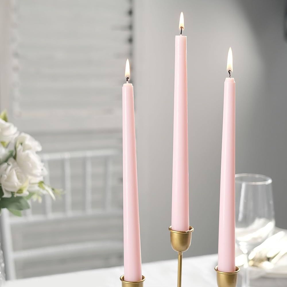 Efavormart 12 Pack | Metallic Blush Rose Gold 10" Premium Wax Taper Candles, Unscented Candles | Amazon (US)