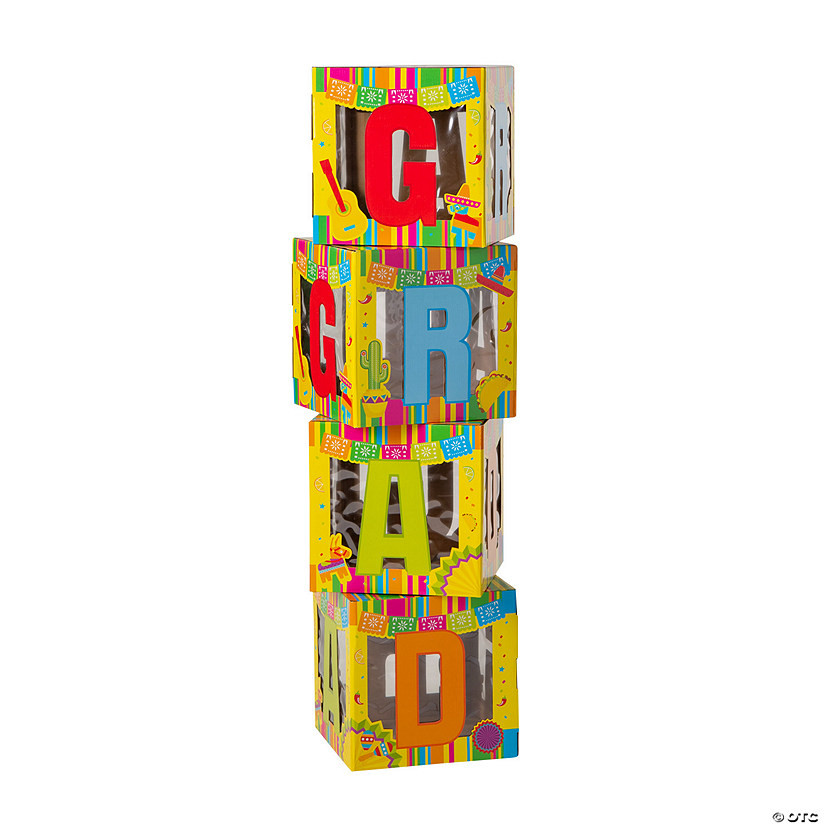 11 1/2" x 11 1/2" Grad Fiesta Stacked Cardstock Boxes - 4 Pc. | Oriental Trading Company