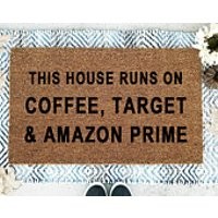 This House Runs On Coffee, Target  Amazon Prime Doormat, Coir Doormat, Amazon Prime Doormat Mat, Welcome mat, Doormat, Personalized Doormat | Etsy (US)