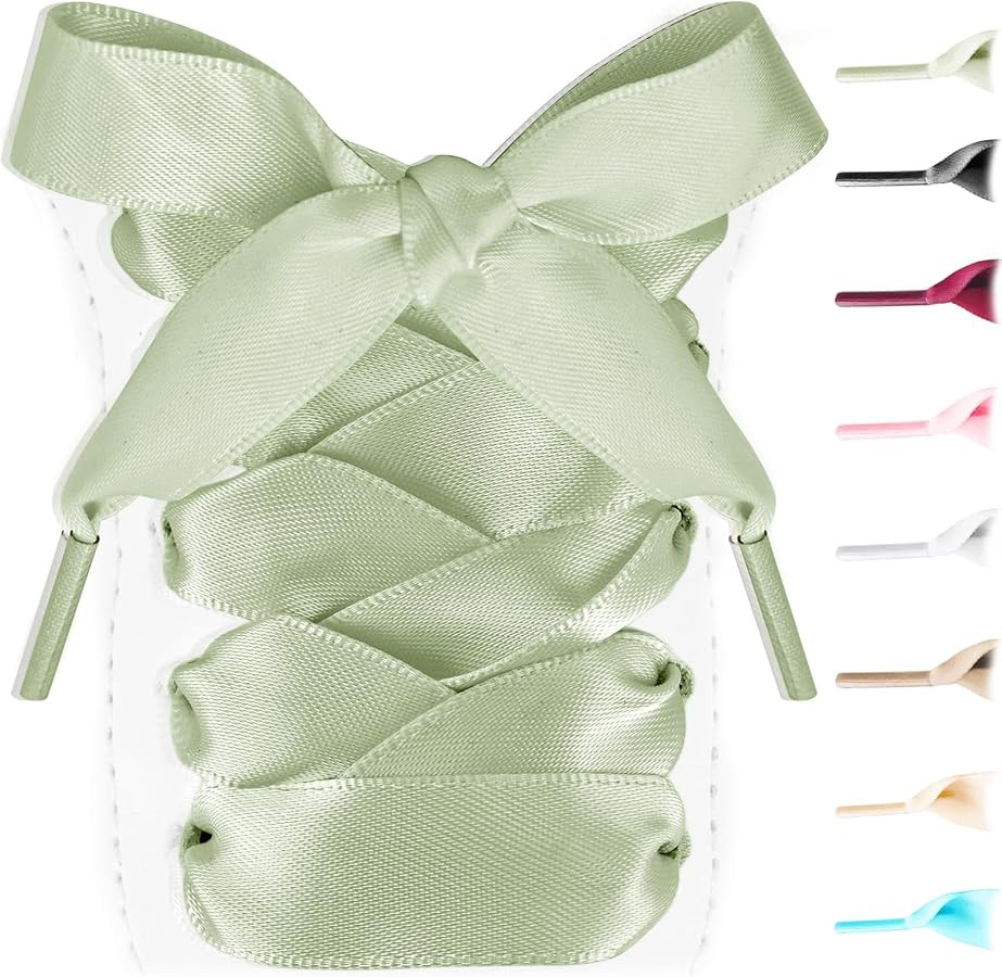 UamGlsob 16mm Ribbon Satin Shoe Laces for Women Sneakers | Amazon (US)