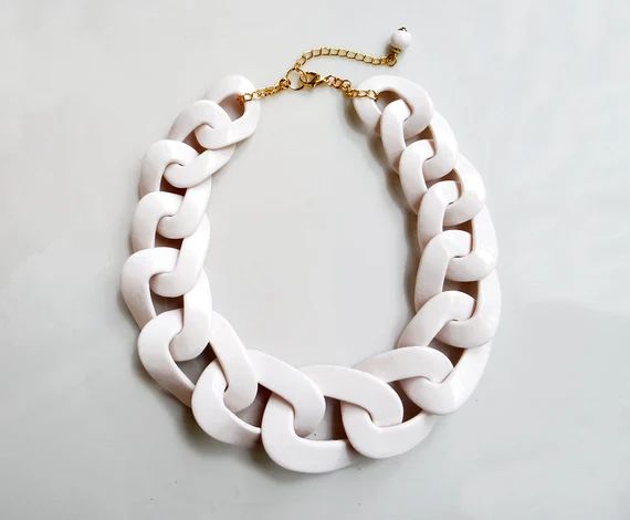 White Chain Statement Necklace Oversized Chunky Chain | Etsy | Etsy (US)