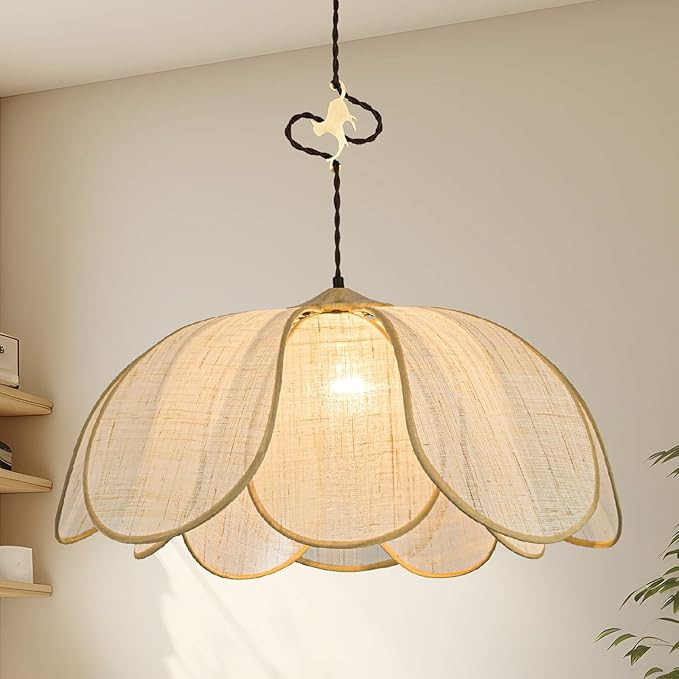 Boho Light Fixture, 24" Hand Woven Rattan Chandelier, Boho Chandelier with Brass Cat Hook for Din... | Amazon (US)