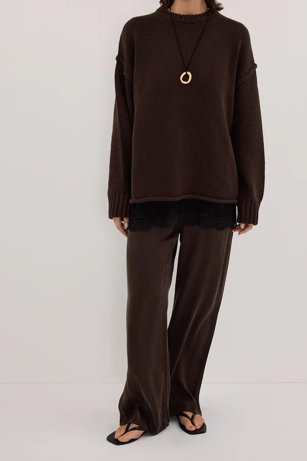 PERCY BITTER CHOC SILK PANT | DISSH