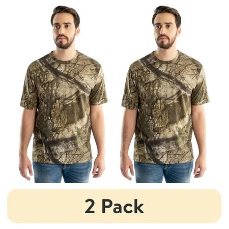 (2 pack) Realtree Men's Short Sleeve Scent Control Hunting Camouflage T-Shirt, size S-3XL | Walmart (US)