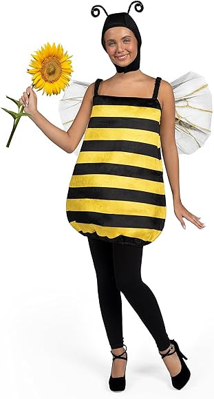 Spooktacular Creations Bumble Bee Costume for Women, Black and Yellow Bee One-Piece Hood Costume | Amazon (US)