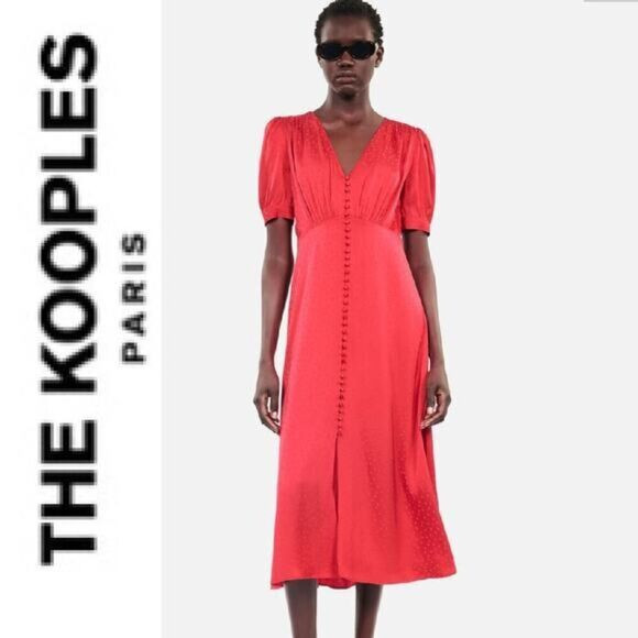 The Kooples Red Long Georgette Midi Dress Size 2 Medium NWT | Poshmark