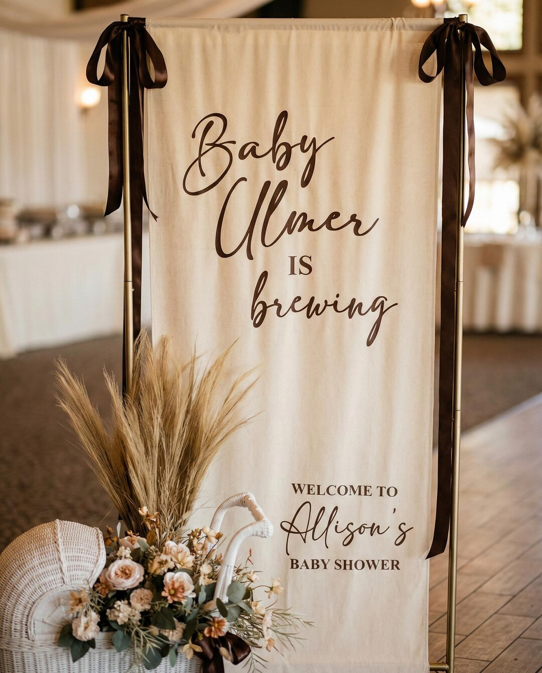 Custom Baby Shower Fabric Banner, Baby is Brewing Theme | Etsy (US)