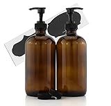 Cornucopia Brands 16-Ounce Amber Glass Bottles w/Pump Dispensers (2-Pack); Refillable Lotion Liquid  | Amazon (US)