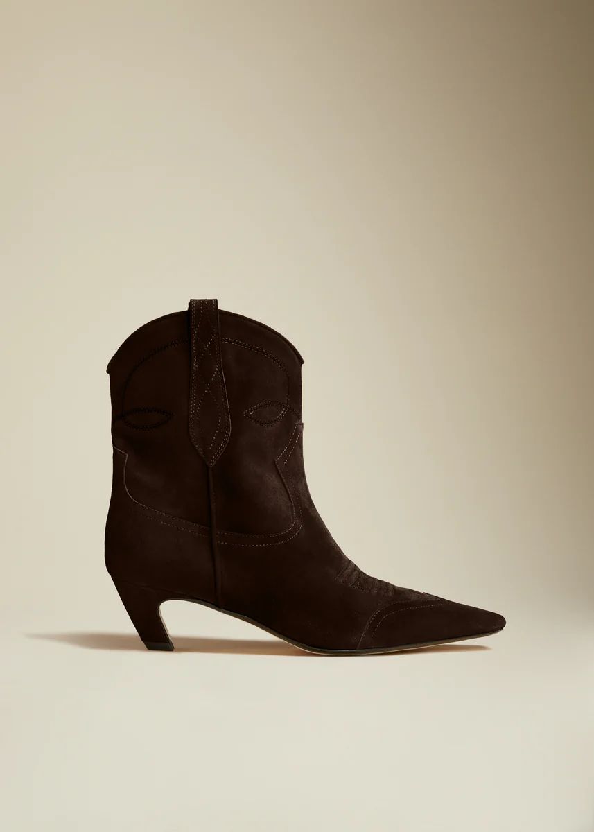 The Dallas Ankle Boot in Coffee Suede | Khaite