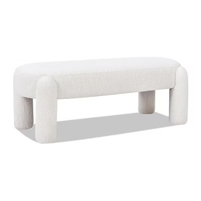 Hugo 49" Oval Fully Upholstered Bench, Milk Cream White Boucle | Target