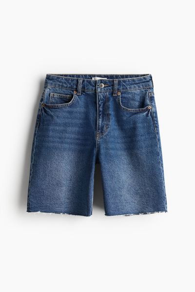Denim Bermuda Shorts - High waist - Knee-length - Denim blue - Ladies | H&M US | H&M (US + CA)