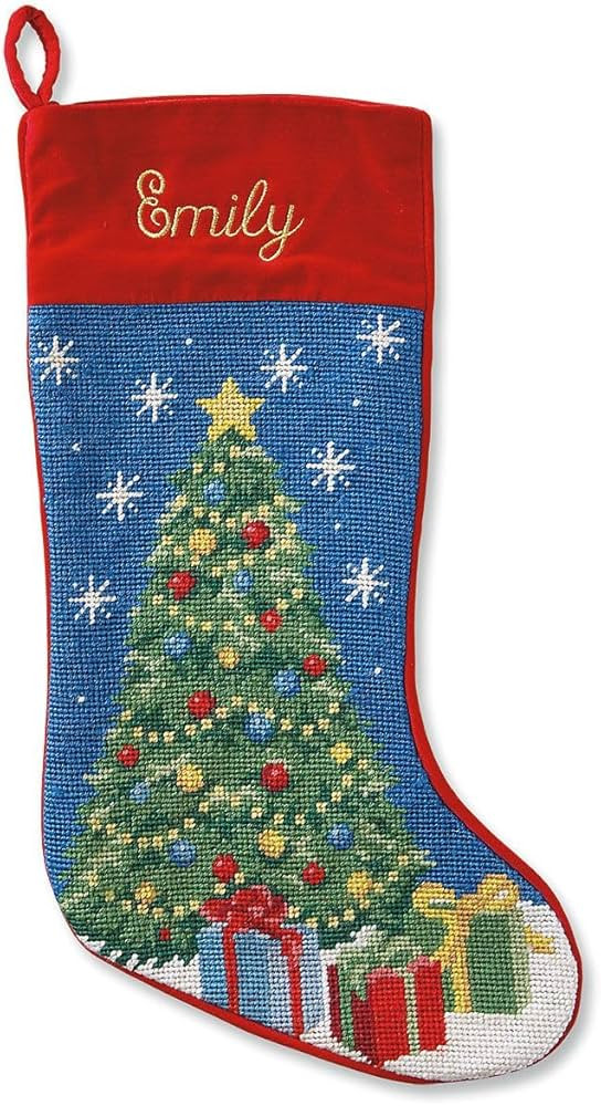 Lillian Vernon Christmas Tree Personalized Heirloom Needlepoint Christmas Stocking, Cotton, Wool,... | Amazon (US)