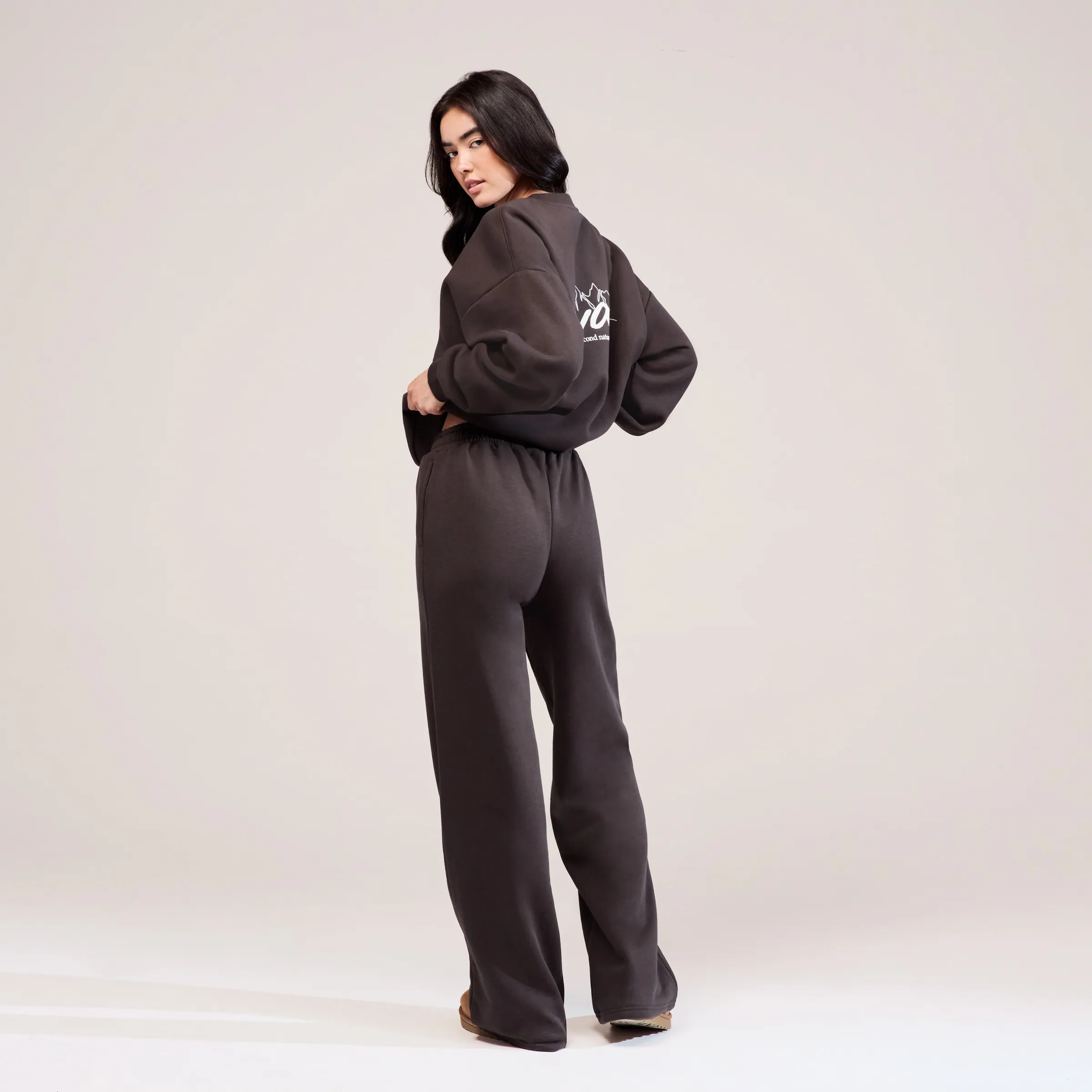 Organic Wide Leg Jogger | Black Coffee | LOVALL