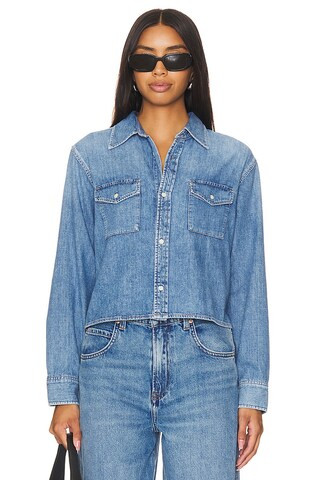 Citizens of Humanity Baby Shay Cropped Shirt in Carolina Blue from Revolve.com | Revolve Clothing (Global)