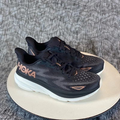 HOKA Clifton 9 Running Shoes Women's Size 10 Black / Rose Gold | eBay US