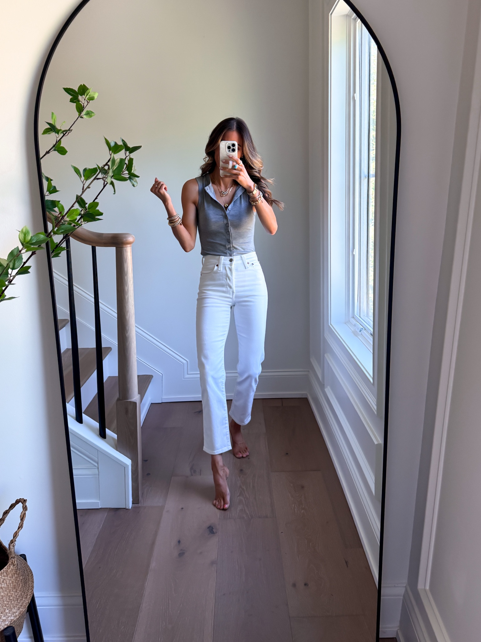 Wearing a size 25 jeans and xsmall top

#LTKmomlife #LTKootd #LTKgrwm