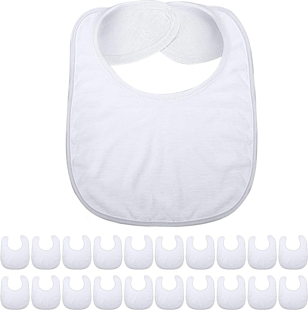 Geyoga 20 Pieces Sublimation Blanks White Bibs for Baby Decorating Washable Reusable Fabric Bibs | Amazon (US)