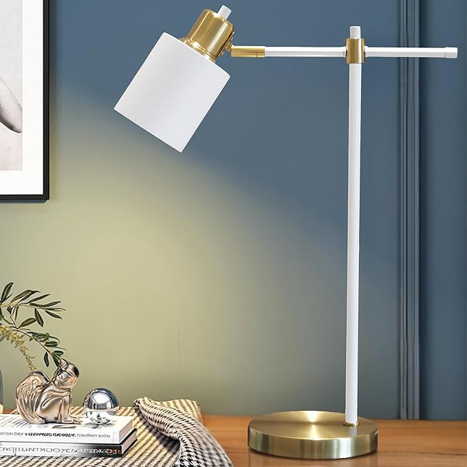 Desk Lamp for Home Office White Table Lamp for Bedroom Desk Table Lamp for Living Room Night Stan... | Amazon (US)