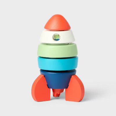 Wooden Rocket Stacking Toy - 8pc - Gigglescape™: Educational Wooden Toys for Toddlers, Shapes & Colors, Fine Motor Skills | Target