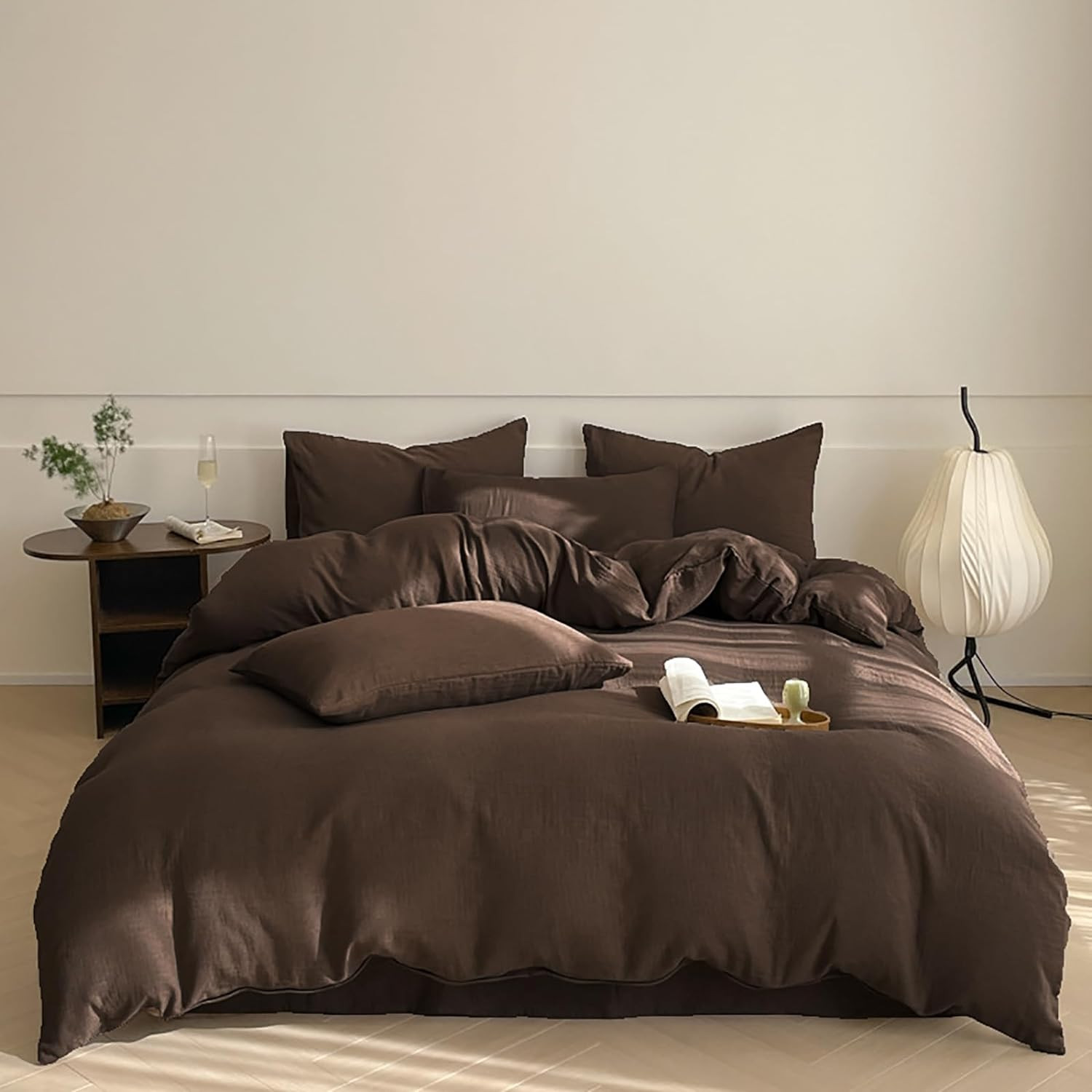 Luxlovery Brown Comforter Set Queen Mocha Brown Bedding Comforter Set Chocolate Color Solid Soft ... | Amazon (US)