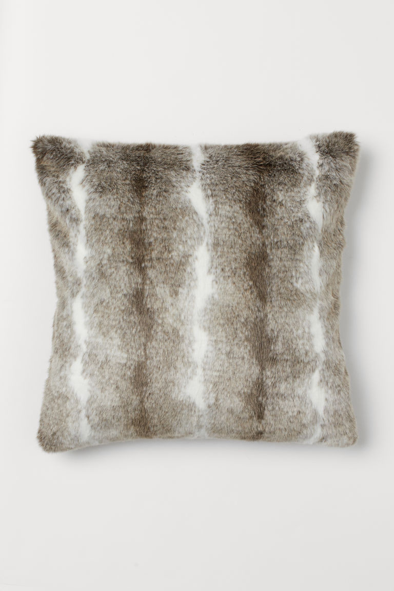 H & M - Faux Fur Cushion Cover - Gray | H&M (US + CA)