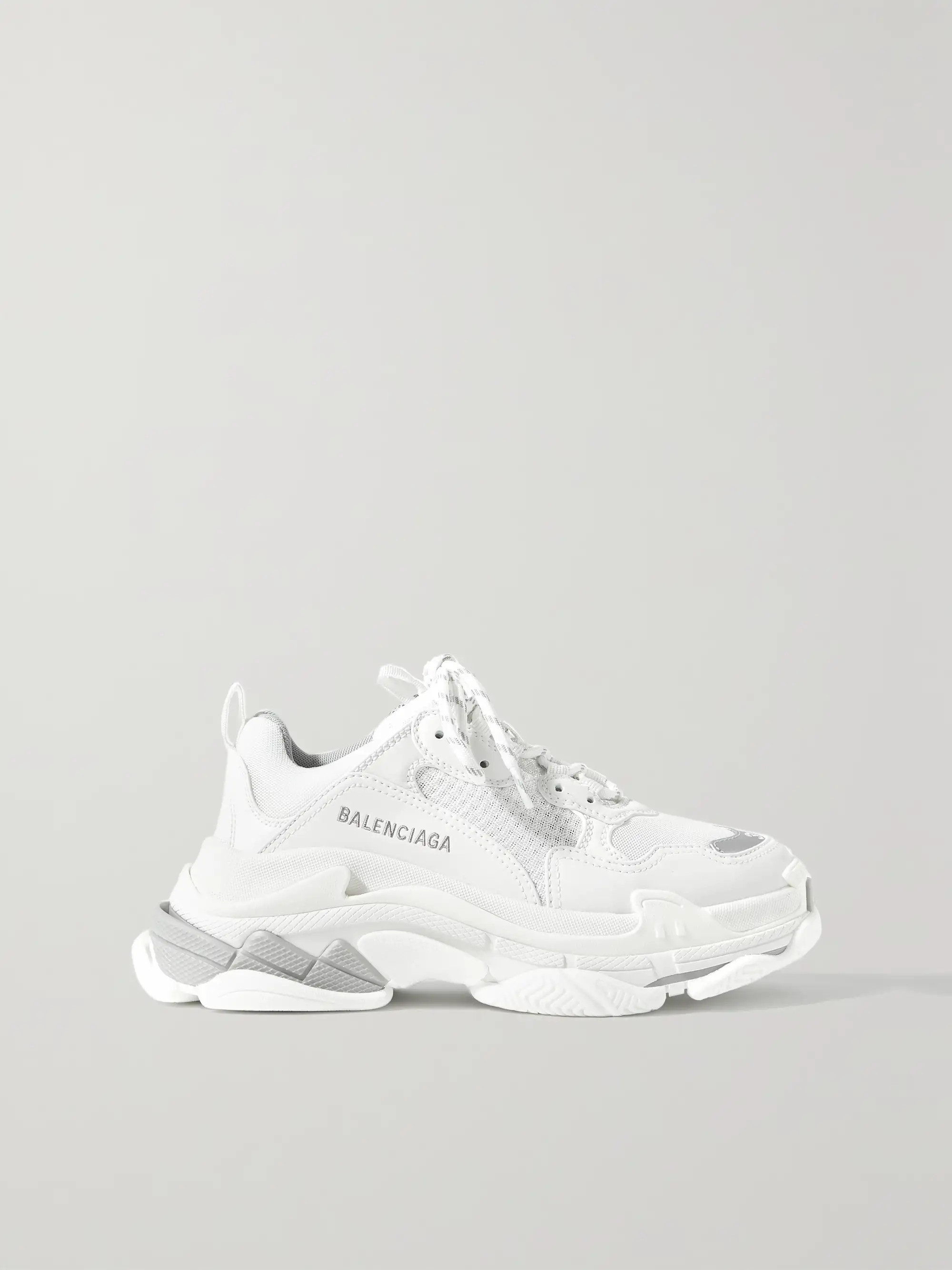 Triple S logo-embroidered leather, nubuck and mesh sneakers | NET-A-PORTER (US)