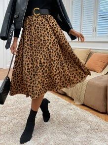 High Waist Leopard Skirt Without Belt
   SKU: sw2110086359248461      
          (306 Reviews)
  ... | SHEIN