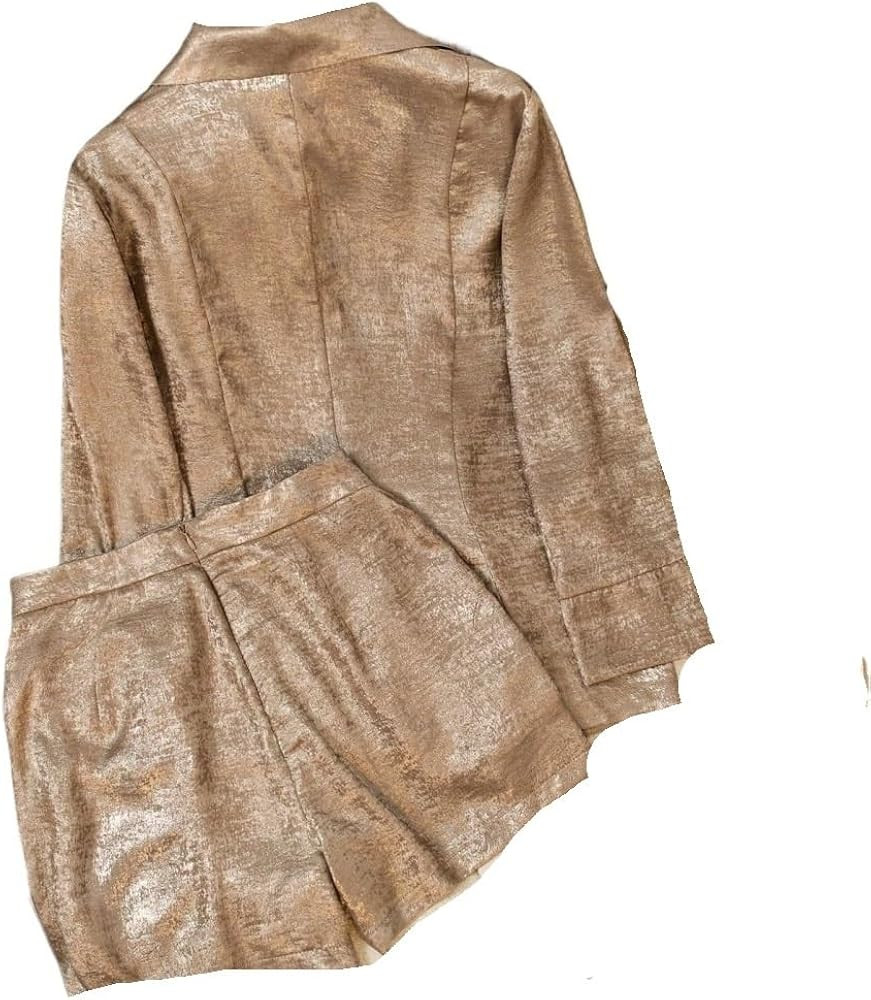 Two Piece Outfits for Women 2025 Plain Color Blazer Jacket And Shorts Casual Suit Set | Amazon (US)