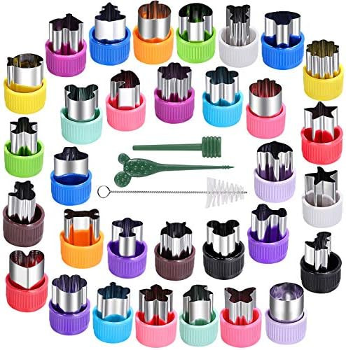 Mini Cookie Cutter Set 30 pcs for Kids Vegetable Cutters and Fruit Stamp Mold Different Shapes an... | Amazon (US)