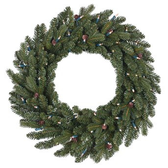 GE 26-in Pre-lit Indoor Battery-operated Green Mixed Needle Artificial Christmas Wreath | Lowe's