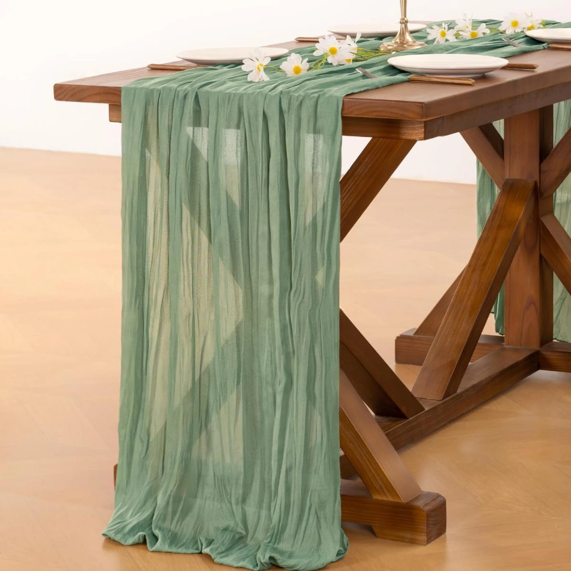 The Holiday Aisle\u00ae Cheesecloth Table Runner Spring Easter St Patrick's Day Gauze Boho Table ... | Wayfair North America