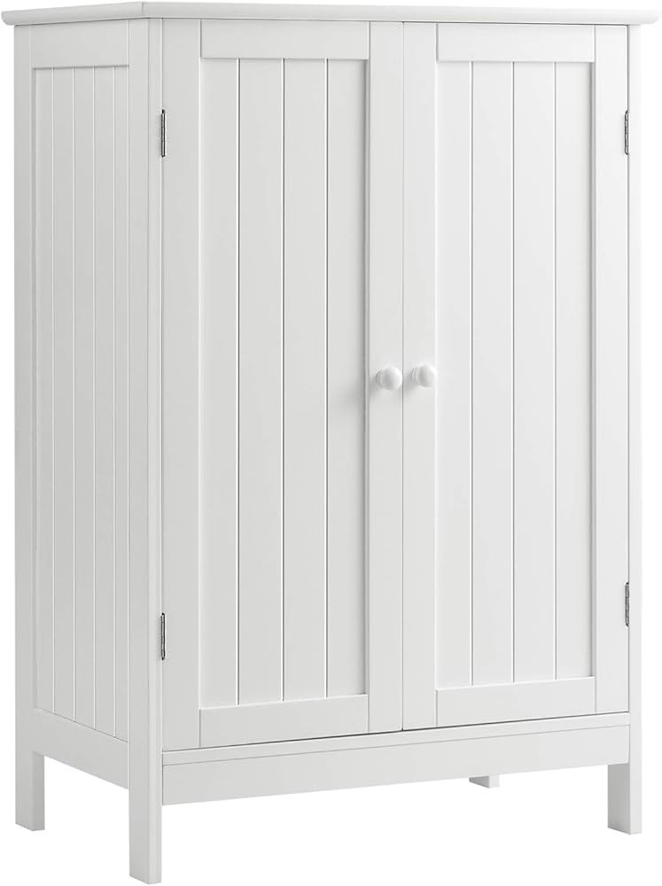 Tangkula Bathroom Floor Cabinet, Freestanding Storage Cabinet with Double Doors and Shelf, Modern... | Amazon (US)